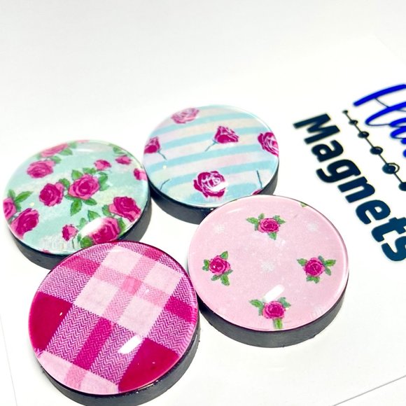 Set of 4 Magnets - Shabby Chic 2 Glass Refrigerator Kitchen Whiteboard - Picture 3 of 3